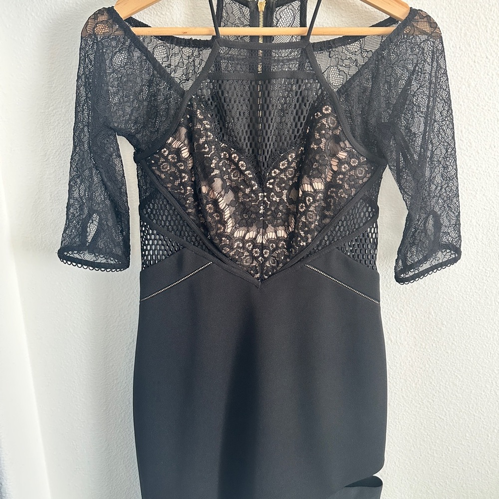 Three Floor Black Textured Dress